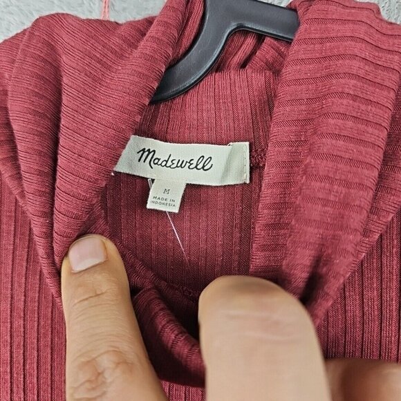 Madewell Top Womens Size M Rouge Turtleneck Ribbed Knit Lightweight Stretch NWT - Picture 3 of 8